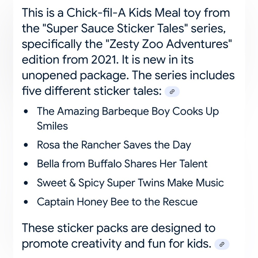 CHICK FIL A KIDS MEAL SUPER SAUCE STICKER TALES ROSA THE RANGER SAVES THE DAY 8” - Picture 9 of 9